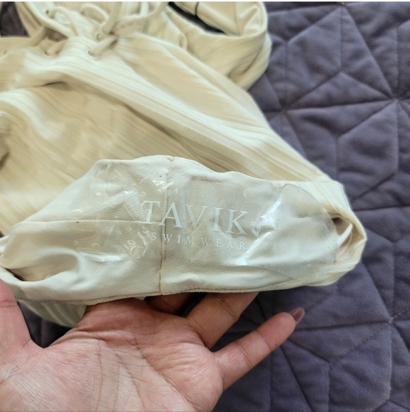 NEW TAVIK/REVOLVE Roan Slinky Ribbed One-Piece Swimsuit IN tapioca XS - Picture 6 of 15